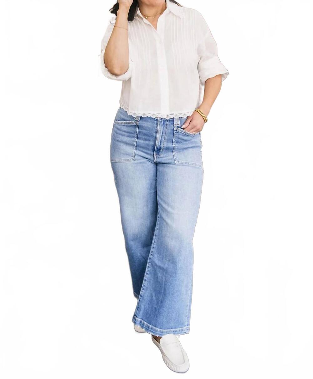 NEW DAZE valley girl patch pocket ankle jean in medium wash